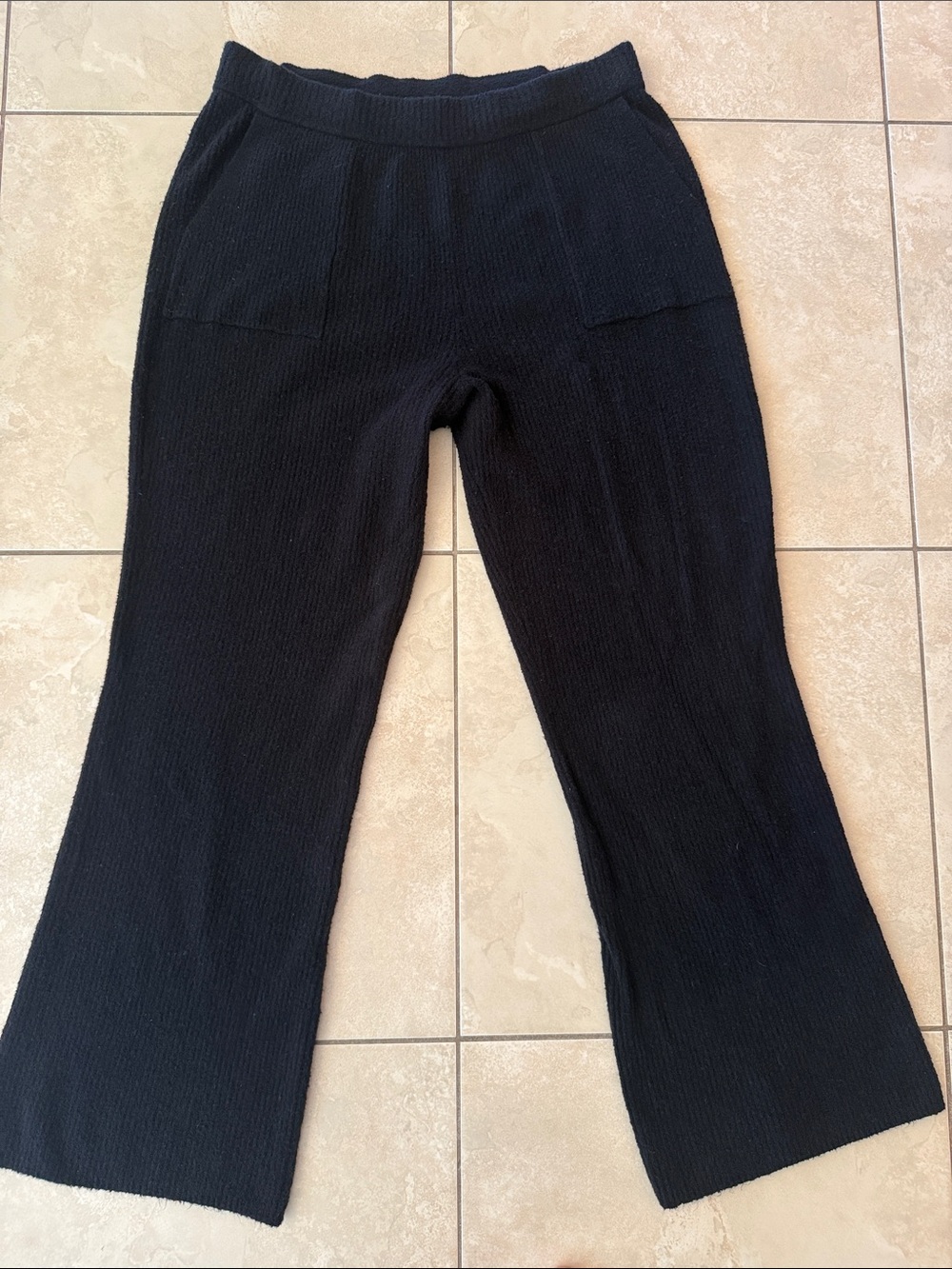 Athleta Felicity Black Knit Wide-Leg Pants